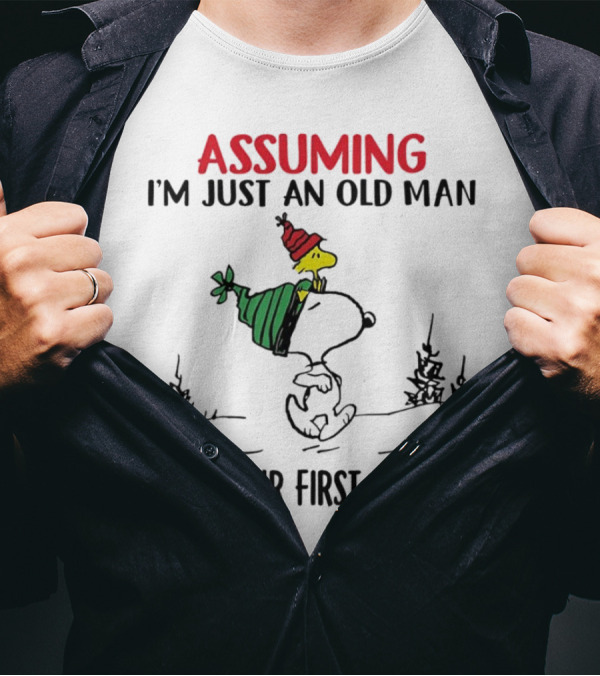 Assuming I'm Just An Old Man Snoopy And Woodstock Christmas Theme T-Shirt