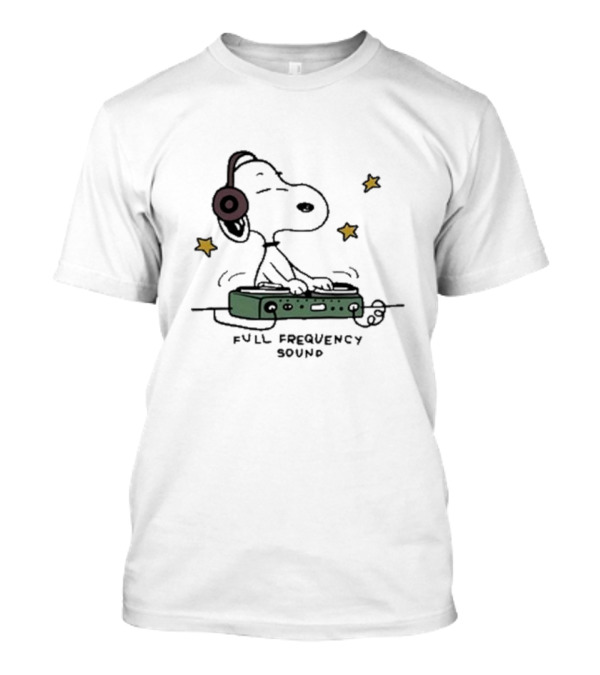 Snoopy Full Frequency Sound With Stars And Audio Equipment T-Shirt