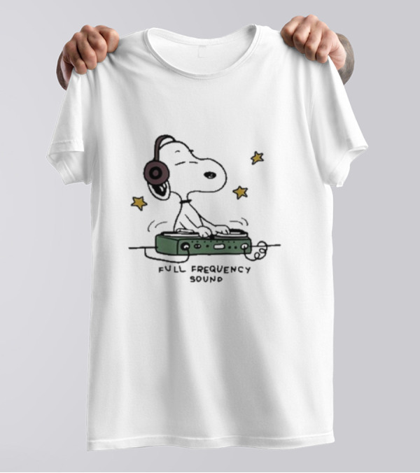 Snoopy Full Frequency Sound With Stars And Audio Equipment T-Shirt