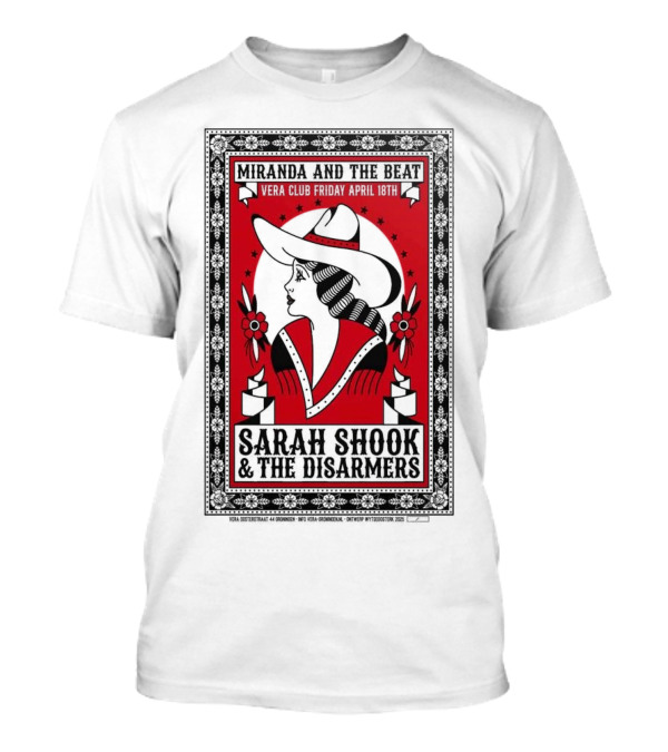 Sarah Shook And The Disarmers Apr 14 2025 Vera Groningen NL Cowboy Silhouette Red Floral Accents T-Shirt