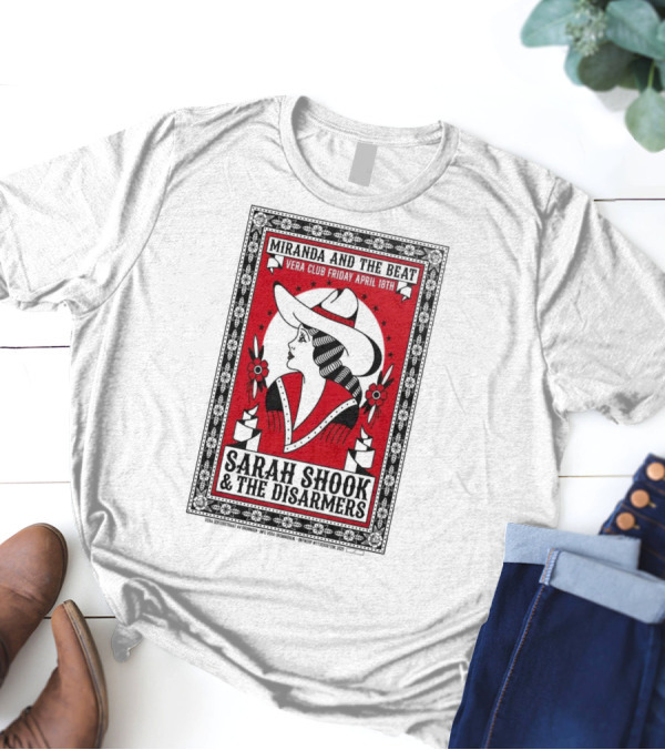 Sarah Shook And The Disarmers Apr 14 2025 Vera Groningen NL Cowboy Silhouette Red Floral Accents T-Shirt