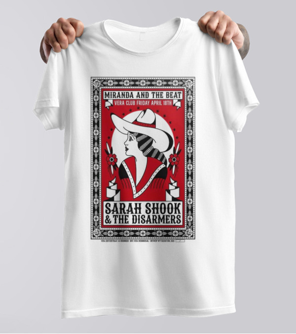 Sarah Shook And The Disarmers Apr 14 2025 Vera Groningen NL Cowboy Silhouette Red Floral Accents T-Shirt