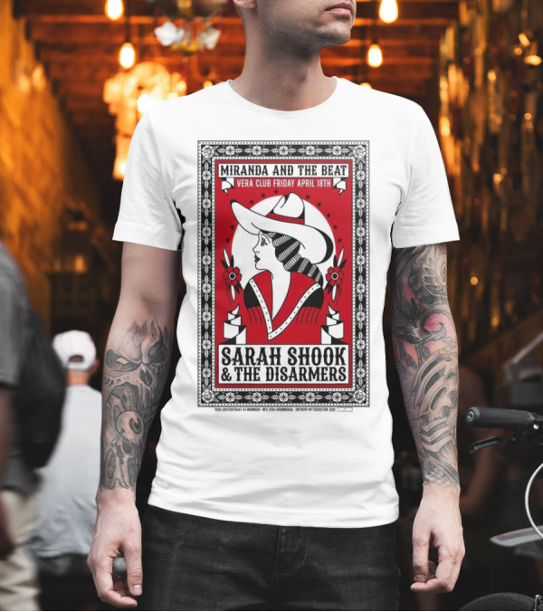 Sarah Shook And The Disarmers Apr 14 2025 Vera Groningen NL Cowboy Silhouette Red Floral Accents T-Shirt