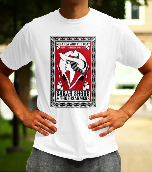 Sarah Shook And The Disarmers Apr 14 2025 Vera Groningen NL Cowboy Silhouette Red Floral Accents T-Shirt