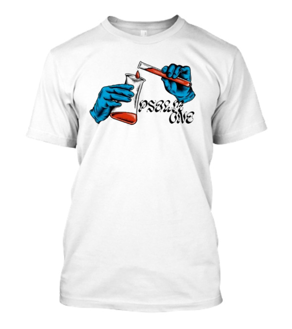 Science Of Psalm Blue Hands With Red Test Tube And Droplet T-Shirt
