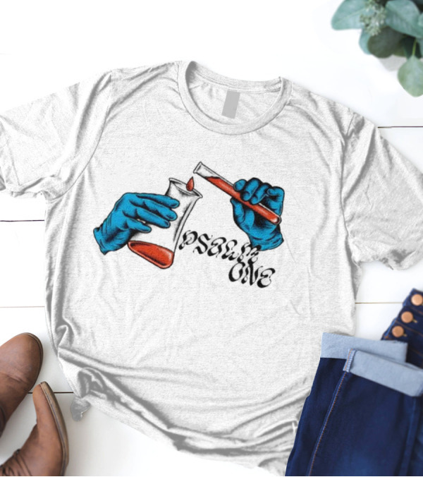Science Of Psalm Blue Hands With Red Test Tube And Droplet T-Shirt