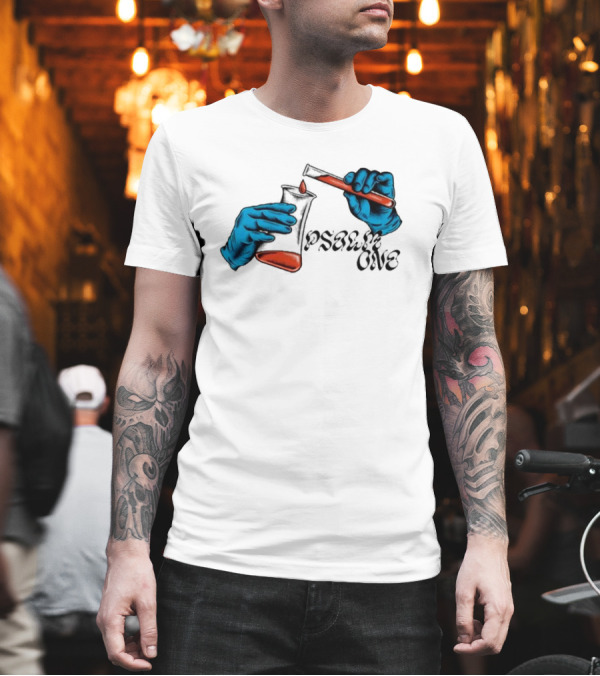 Science Of Psalm Blue Hands With Red Test Tube And Droplet T-Shirt