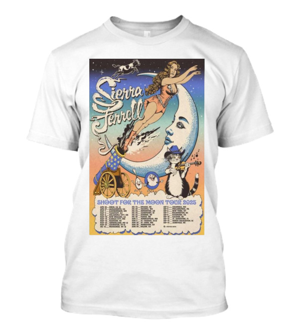 Sierra Ferrell Shoot For The Moon Tour 2025 Cannon Cat Moon Artwork T-Shirt