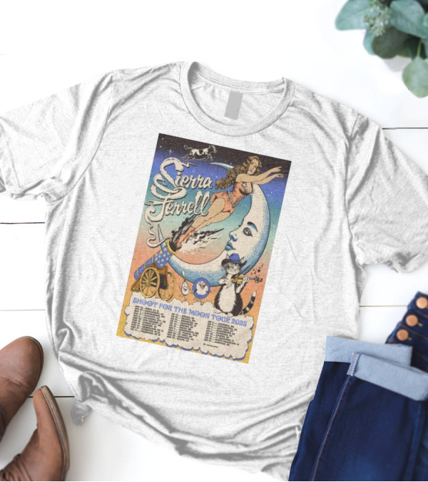Sierra Ferrell Shoot For The Moon Tour 2025 Cannon Cat Moon Artwork T-Shirt