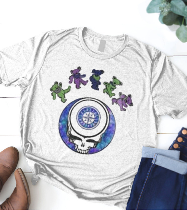 Seattle Mariners 2025 Grateful Dead Night Skull And Dancing Bears Baseball T-Shirt