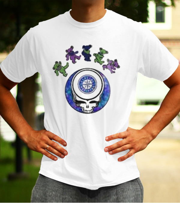 Seattle Mariners 2025 Grateful Dead Night Skull And Dancing Bears Baseball T-Shirt
