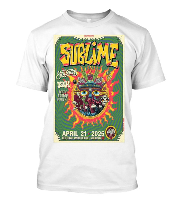 Sublime Red Rocks Amphitheatre Morrison CO April 21 2025 The Elovaters Denim Jesse James Paradice T-Shirt
