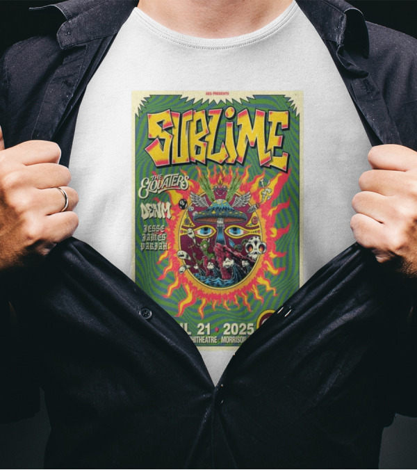 Sublime Red Rocks Amphitheatre Morrison CO April 21 2025 The Elovaters Denim Jesse James Paradice T-Shirt