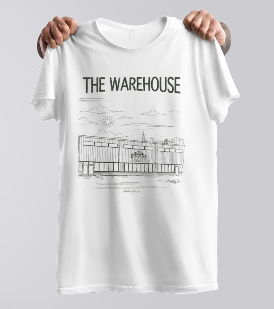 The Warehouse Games Jersey City NJ Skyline Sun And Clouds T-Shirt