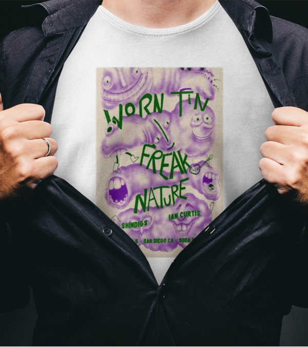 Worn Tin Freak Nature Shindigs Ian Curtis San Diego CA April 5 Soda Bar T-Shirt