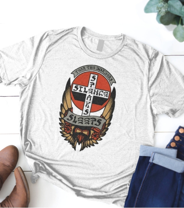 Tear The Borders Silence Speaks While She Sleeps Wings Cross Emblem T-Shirt
