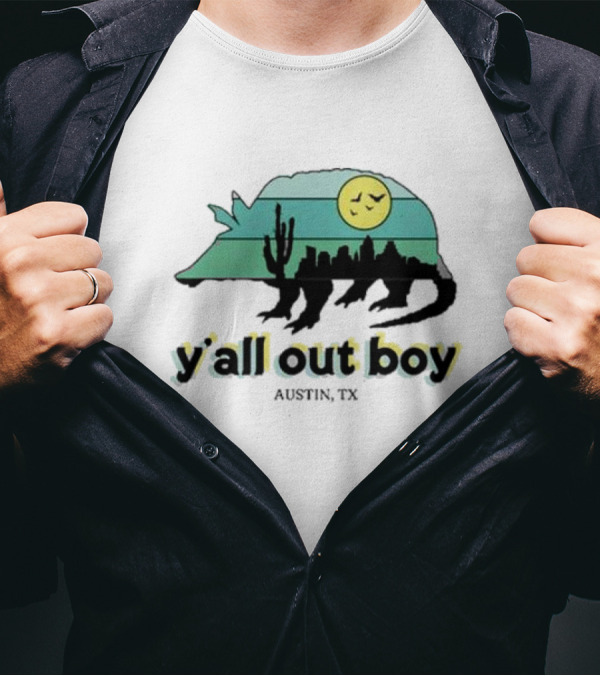 Fall Out Boy Y’All Out Boy Austin TX Skyline Cactus Desert Sun Icon T-Shirt