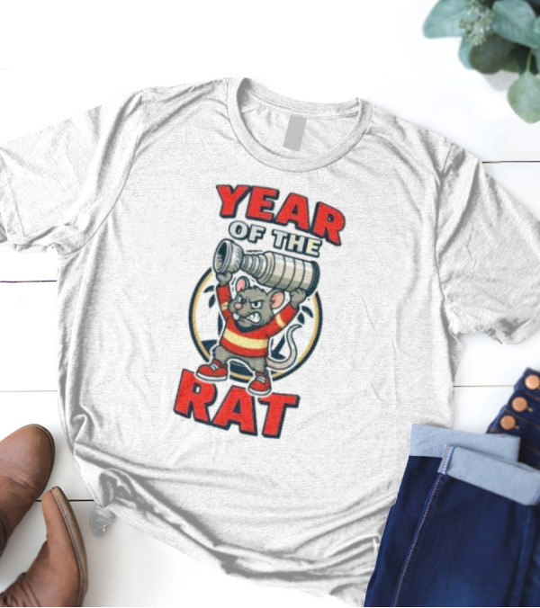 Year Of The Rat Hockey Mascot Mouse Champion With Trophy T-Shirt