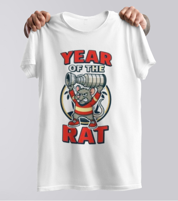 Year Of The Rat Hockey Mascot Mouse Champion With Trophy T-Shirt