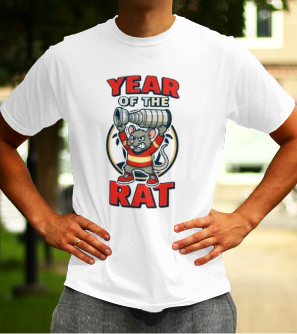 Year Of The Rat Hockey Mascot Mouse Champion With Trophy T-Shirt