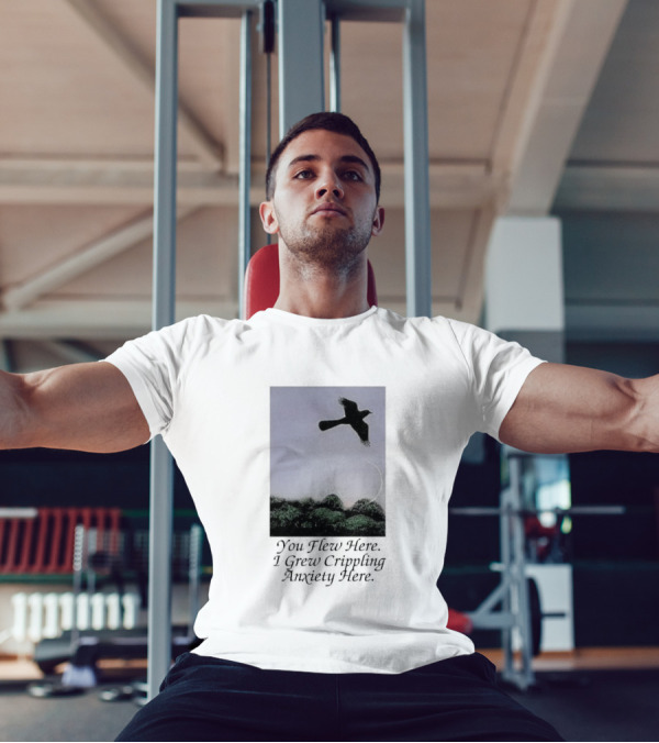 You Flew Here I Grew Crippling Anxiety Here Plane And Nature Scene T-Shirt