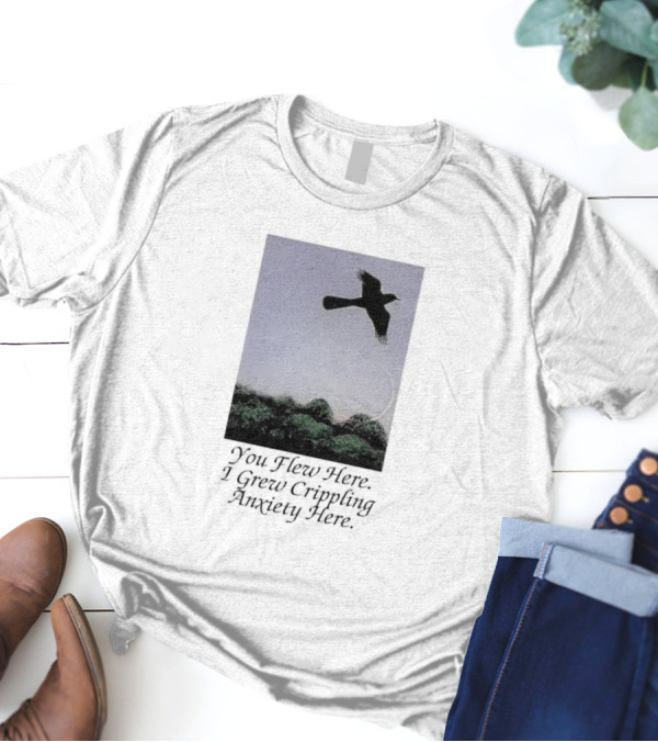 You Flew Here I Grew Crippling Anxiety Here Plane And Nature Scene T-Shirt