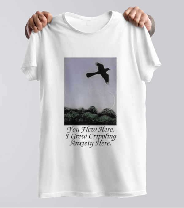 You Flew Here I Grew Crippling Anxiety Here Plane And Nature Scene T-Shirt