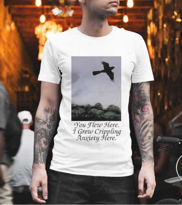 You Flew Here I Grew Crippling Anxiety Here Plane And Nature Scene T-Shirt