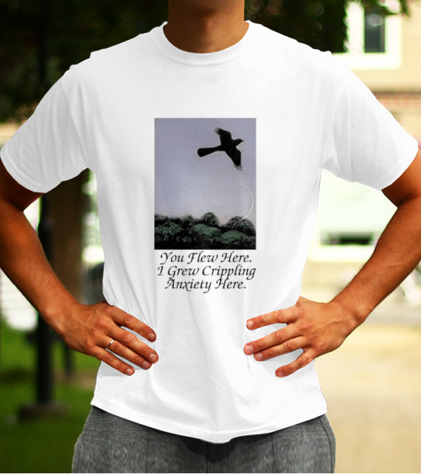 You Flew Here I Grew Crippling Anxiety Here Plane And Nature Scene T-Shirt