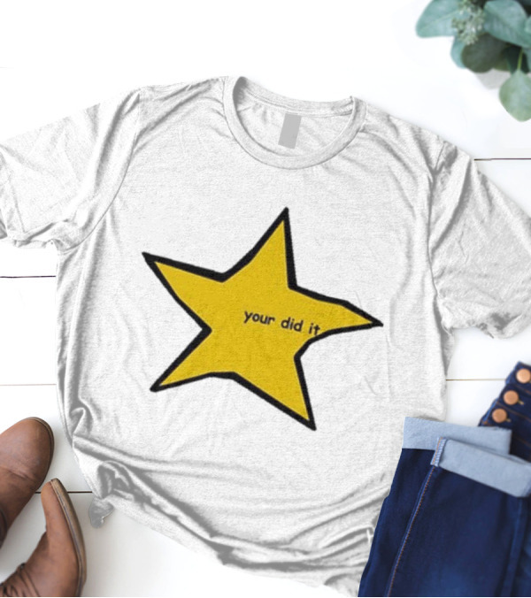 Your Did It Star Yellow Five-Point Shape T-Shirt