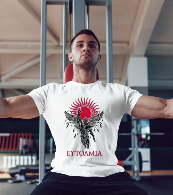 Ευτολμια Fearless Winged Figure With Radiant Sun Symbol T-Shirt