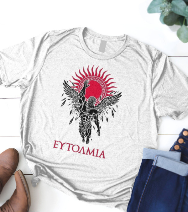 Ευτολμια Fearless Winged Figure With Radiant Sun Symbol T-Shirt