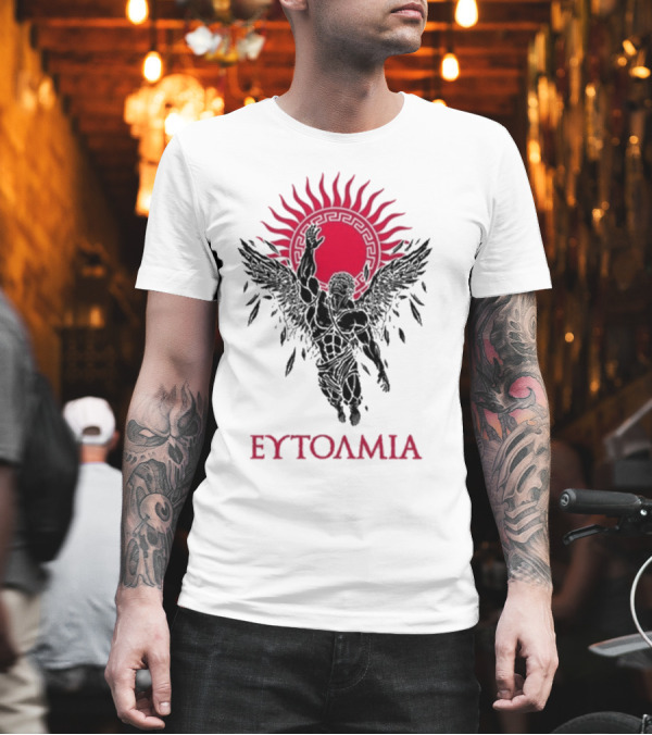 Ευτολμια Fearless Winged Figure With Radiant Sun Symbol T-Shirt
