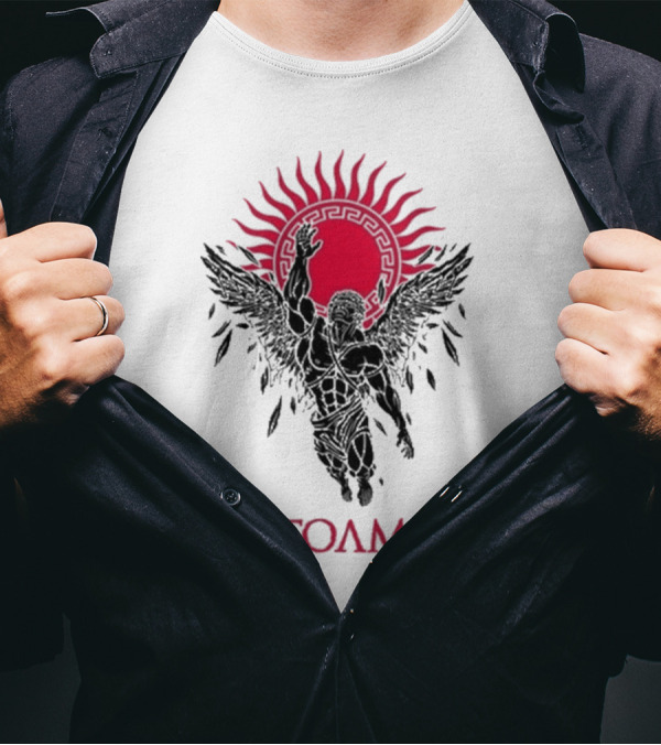 Ευτολμια Fearless Winged Figure With Radiant Sun Symbol T-Shirt
