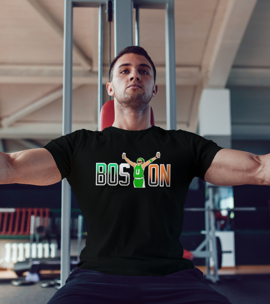 BOSTON Beer Toast Man Green Jersey Celebration T-Shirt