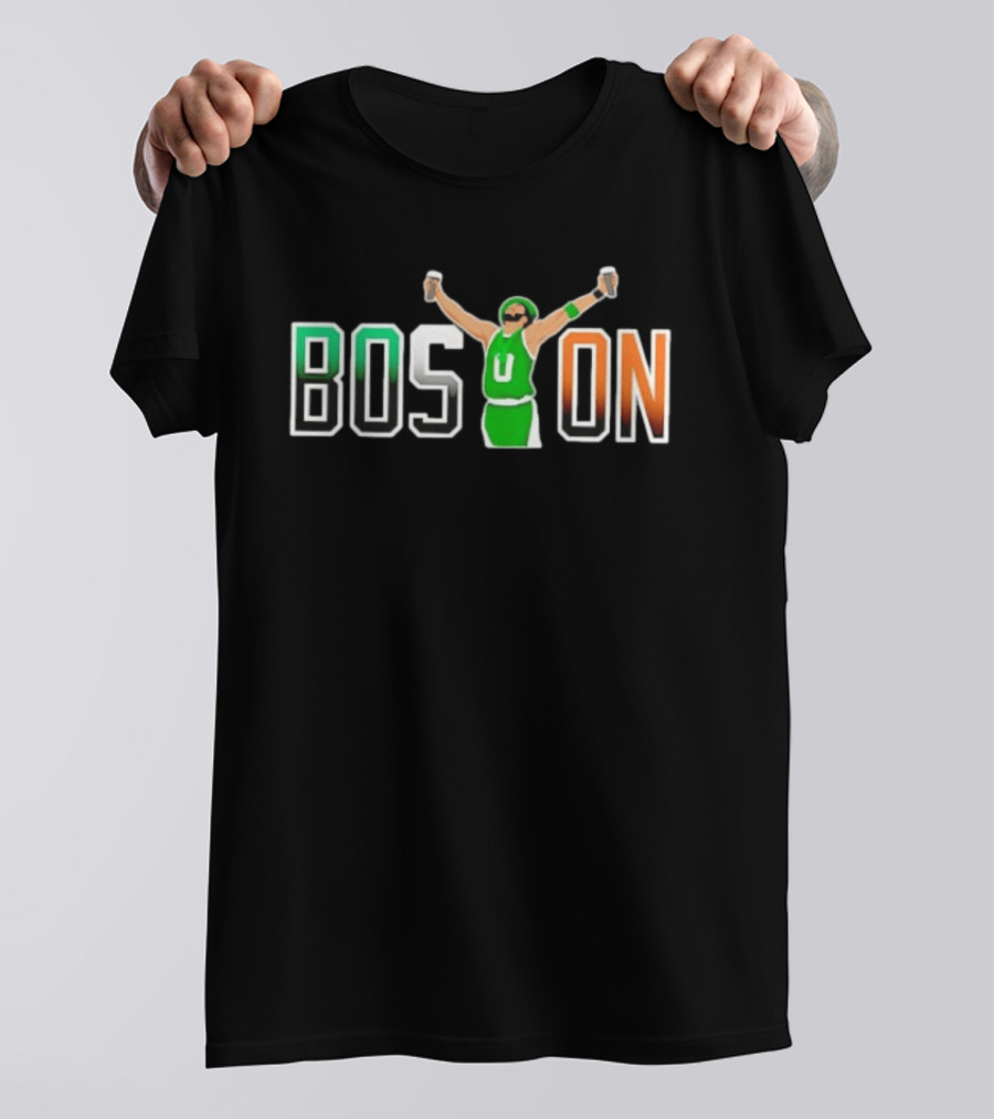 BOSTON Beer Toast Man Green Jersey Celebration T-Shirt