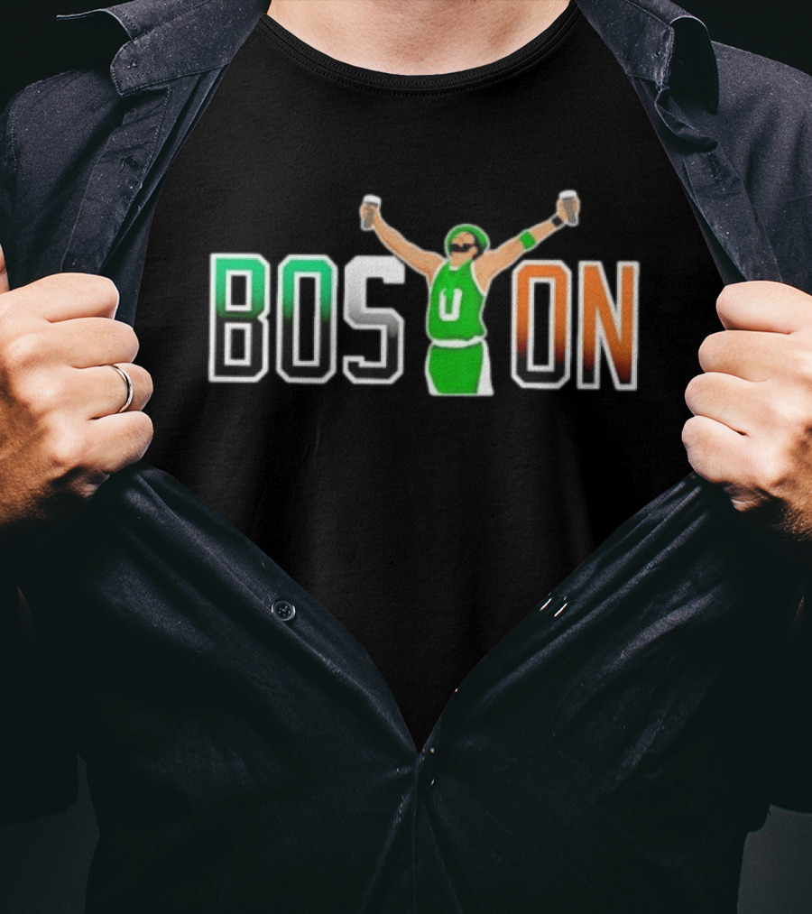 BOSTON Beer Toast Man Green Jersey Celebration T-Shirt