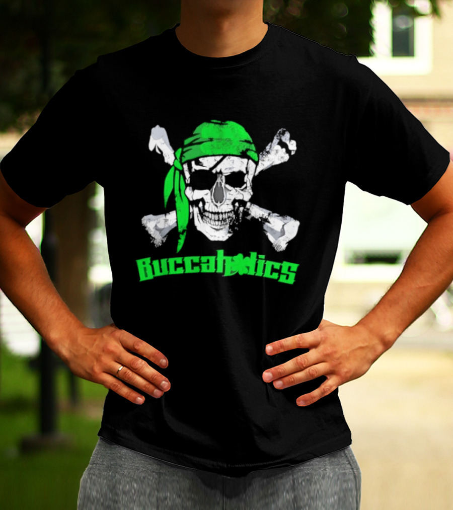 Buccaholics Green Pirate Skull Crossbones Bandana T-Shirt