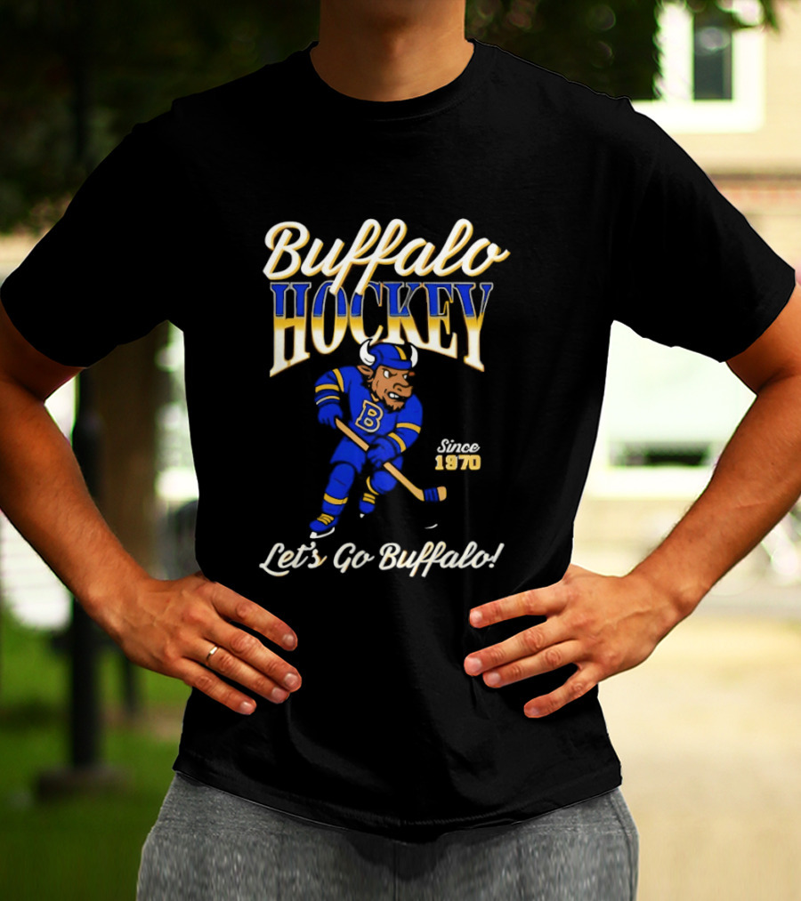 Buffalo Hockey Let's Go Buffalo Since 1970 Blue Bull T-Shirt