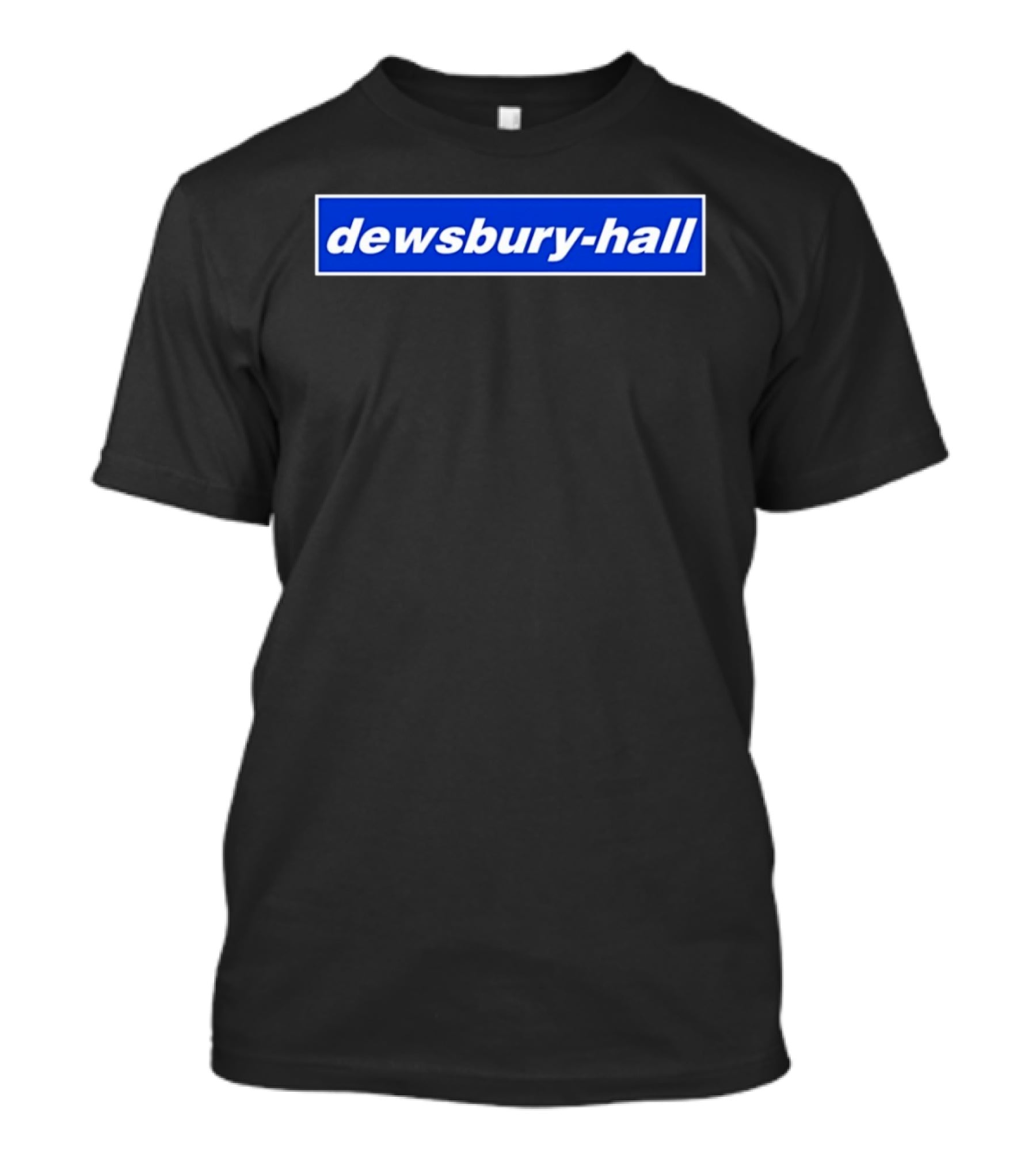 Dewsbury Hall Bold White Text On Blue T-Shirt