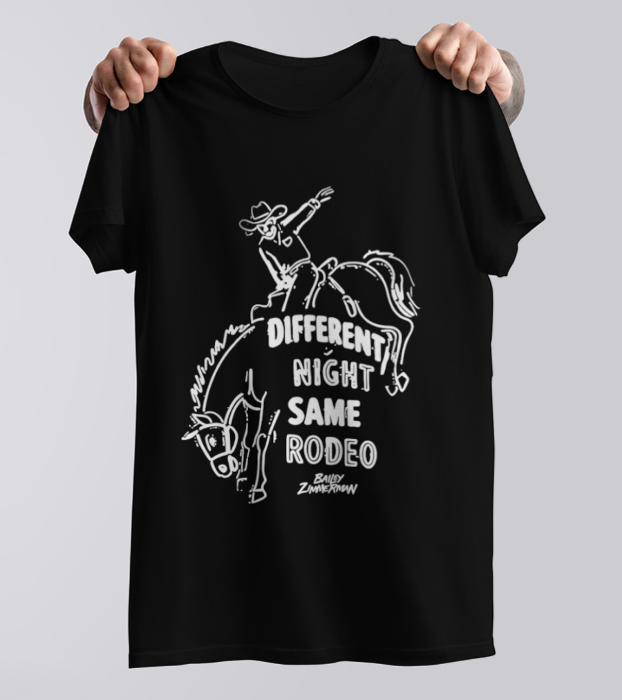 Bailey Zimmerman Different Night Same Rodeo Riding Horse T-Shirt