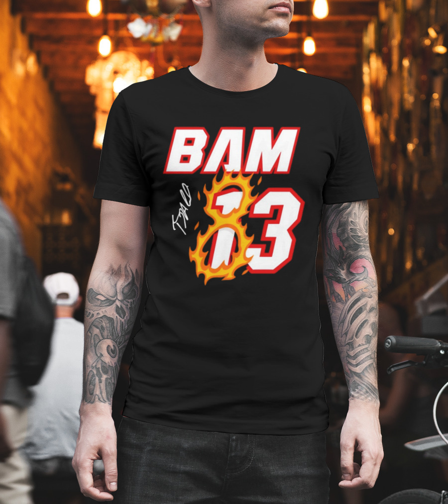 Bam Adebayo Miami Heat BAM 13 Flaming Signature T-Shirt