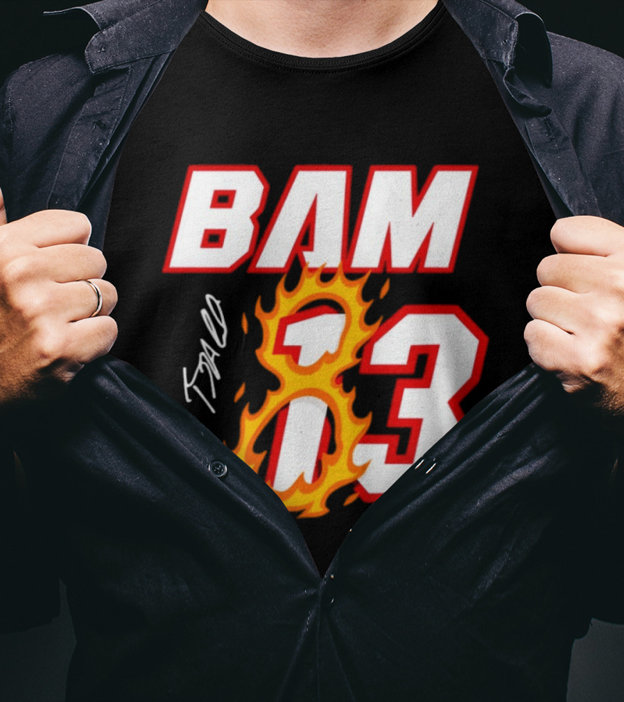 Bam Adebayo Miami Heat BAM 13 Flaming Signature T-Shirt