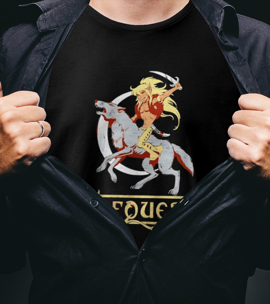 Elfquest Cutter Riding Wolf Crescent Moon Scene T-Shirt