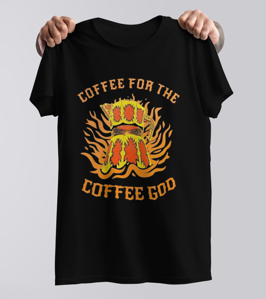 Coffee For The Coffee God Fiery Retro Moka Pot T-Shirt