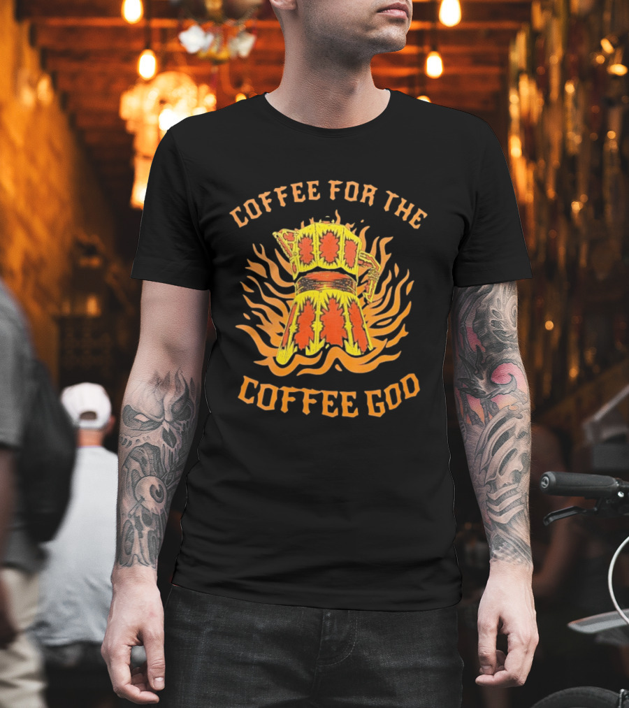 Coffee For The Coffee God Fiery Retro Moka Pot T-Shirt