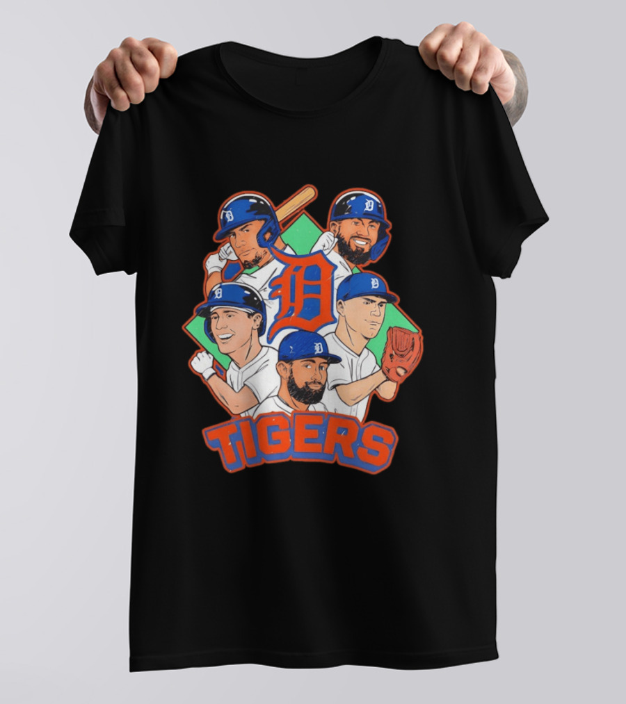 Caricature Tiger Players 2026 Detroit Baseball Big 5 T-Shirt