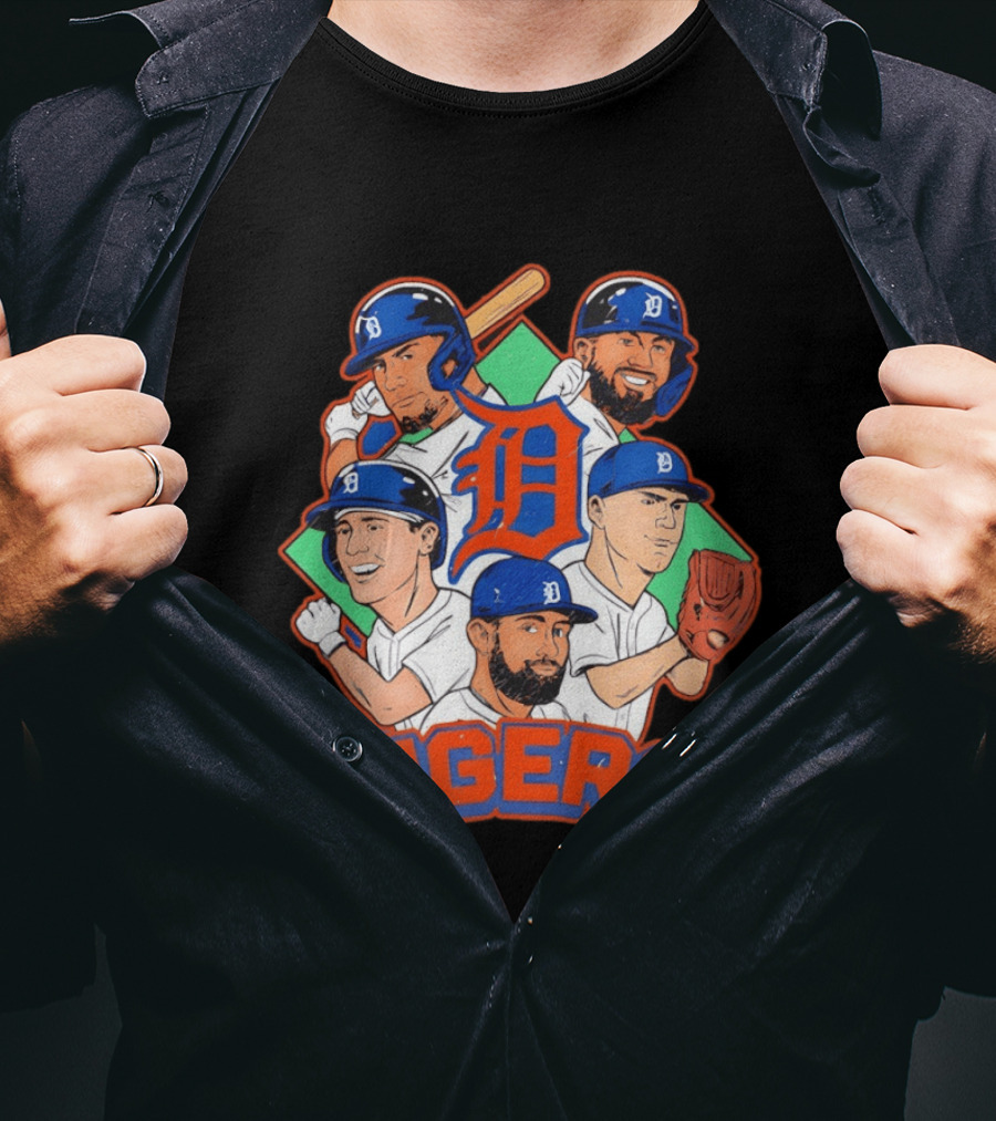 Caricature Tiger Players 2026 Detroit Baseball Big 5 T-Shirt