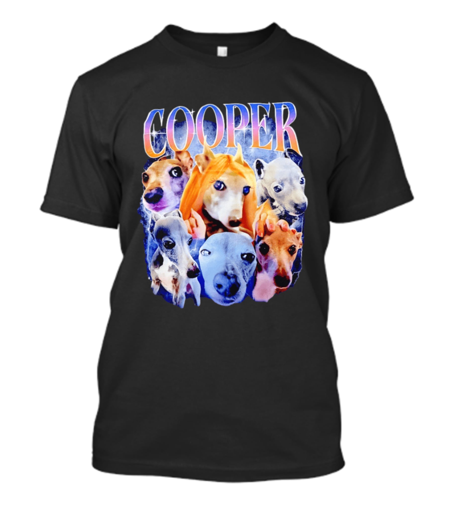 Cooper Dog Collage Colorful Lightning Effects T-Shirt