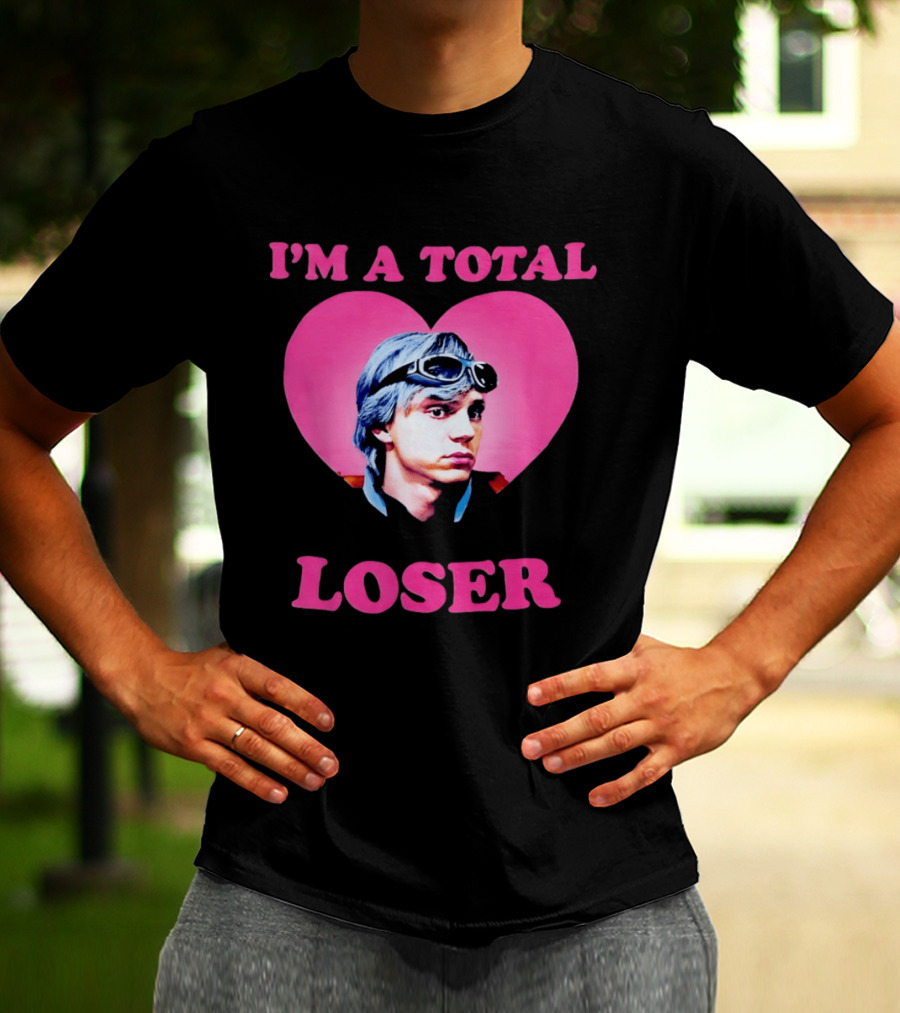 Evan Peters I'm A Total Loser Pink Heart Goggles T-Shirt